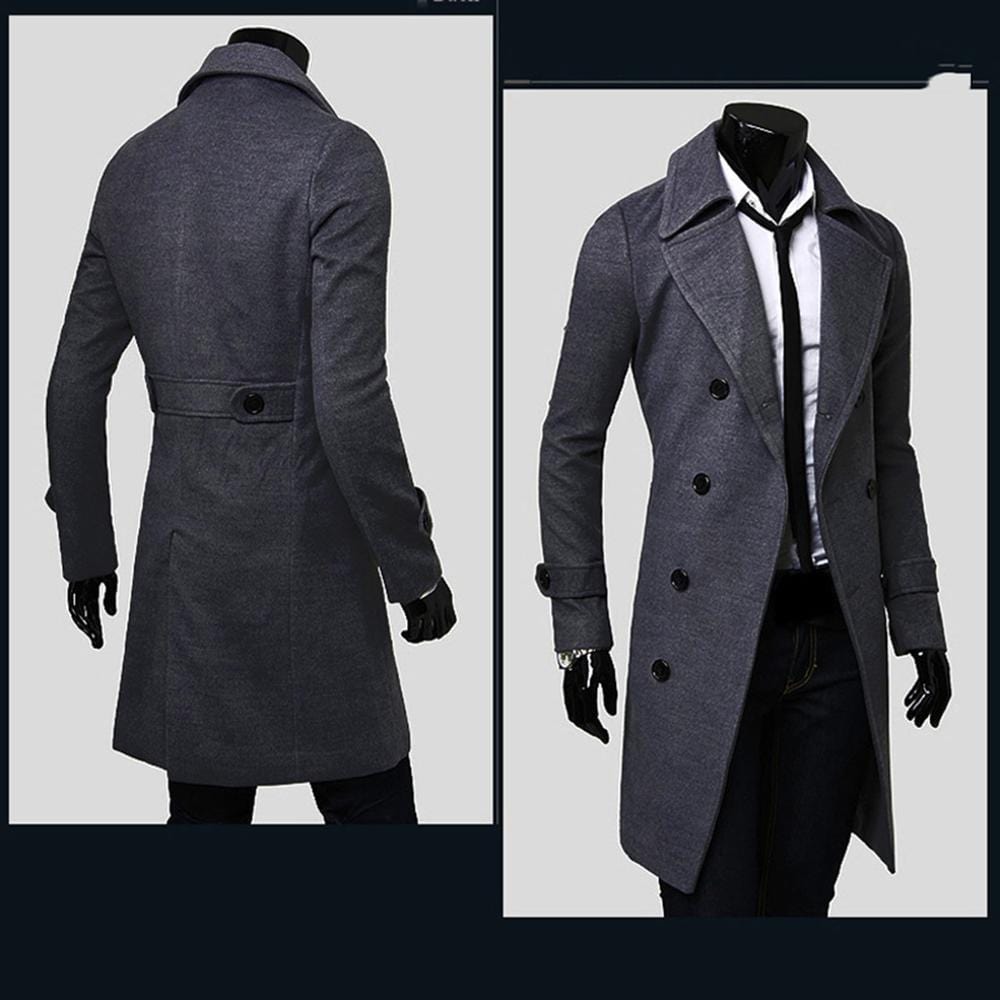 Fashion Brand Autumn Jacket Long Trench Coat Men&#39;s High Quality Self-cultivation Solid Color Men&#39;s Coat Double-breasted Jacket