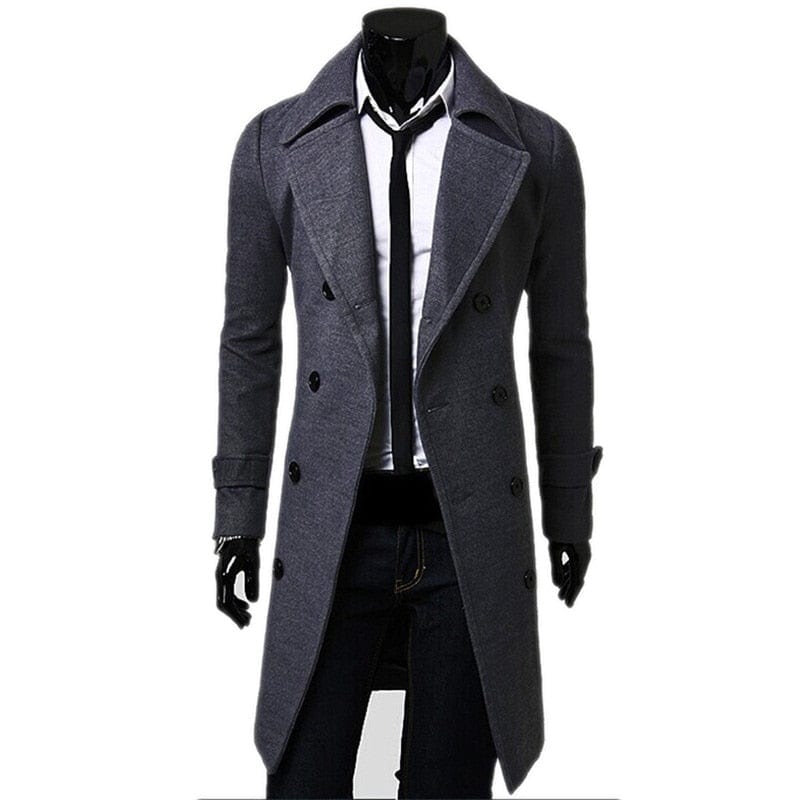 Fashion Brand Autumn Jacket Long Trench Coat Men&#39;s High Quality Self-cultivation Solid Color Men&#39;s Coat Double-breasted Jacket