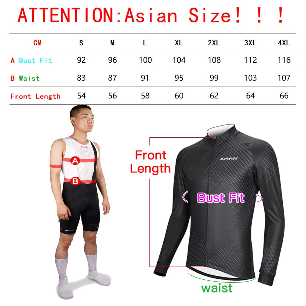 DAREVIE Cycling Jersey Winter Thermal Fleece Men's Cycling Jersey Winter Pro Team Full Sleeve High Quality Bike Jersey MTB Road