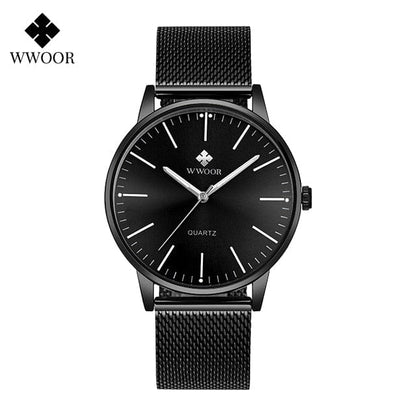WWOOR Men Gold Watches  Luxury Brand Men Fashion Quartz Golden Clock Male Simple Sports Waterproof Wrist Watch Zegarek Meski