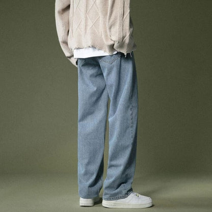 Korean Wide-leg Jeans Men's Fashion Retro Casual Jeans Men Streetwear Autumn Wild Loose Hip-hop Straight Denim Pants Mens M-2XL