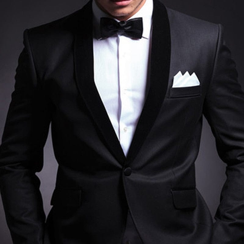 Black Wedding Tuxedo for Groom 2 Piece Slim Fit Men Suits Set Shawl Lapel Custom Prom Business Boyfriend Jacket with Pants