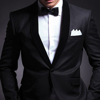Black Wedding Tuxedo for Groom 2 Piece Slim Fit Men Suits Set Shawl Lapel Custom Prom Business Boyfriend Jacket with Pants