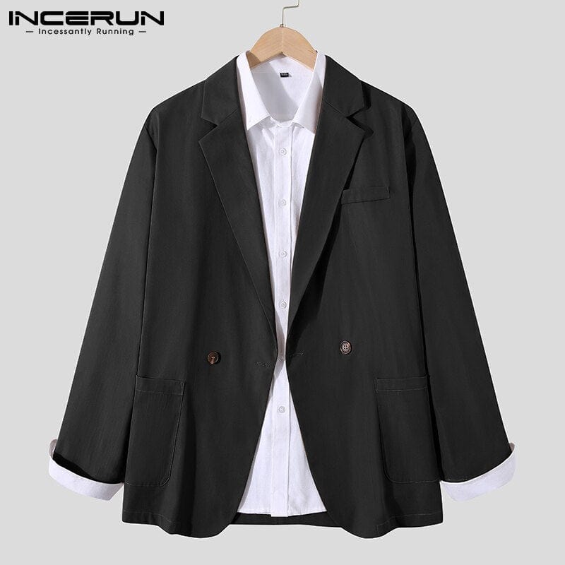 INCERUN Men Blazer Suit Shirt Coats Long Sleeve Casual Wear Fashoable Garment Top 2022 Coat Suit Patch Pocket Suit Jackets S-5XL