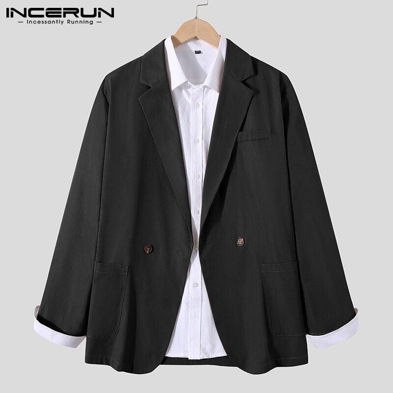 INCERUN Men Blazer Suit Shirt Coats Long Sleeve Casual Wear Fashoable Garment Top  Coat Suit Patch Pocket Suit Jackets S-5XL