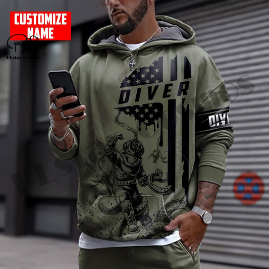 PLstar Cosmos 3DPriting Cele mai noi Scuba Diving Nume personalizat Artă Unică Hrajuku Streetwear Unisex Casual Hoodie/Zip/Haraca Q-2