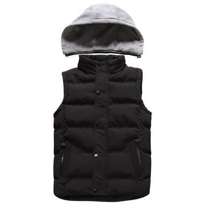 New Korean Men'S Trend Autumn Winter Down Cotton Campshoulder Casual Sleeveless Jacket Coat Boys' Youth Vest