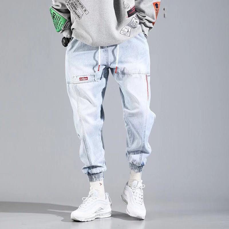Hip Hop Streetwear Jeans Harem Pantaloni Bărbați Joggeri largi Denim Pantaloni de trening casual Coreea Pantaloni până la gleznă