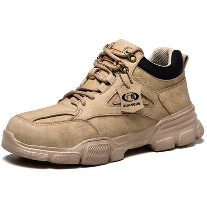 Work Safety Shoes Steel Toe Anti-puncture Indestructible Men Safety Boots Kevlar Insole Suede Leather Upper Work Sneakers