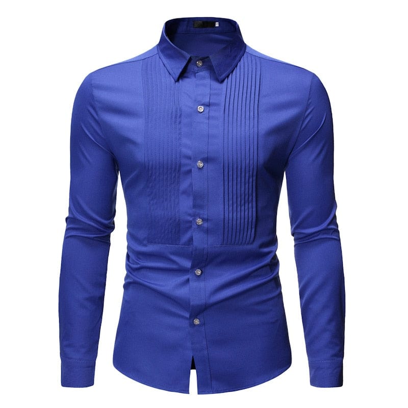 Solid Color Men Shirt Tuxedo Shirts Bridegroom Wedding Shirts Long Sleeve Slim Fit Casual Mens Dress Shirts Camisa Masculina XL