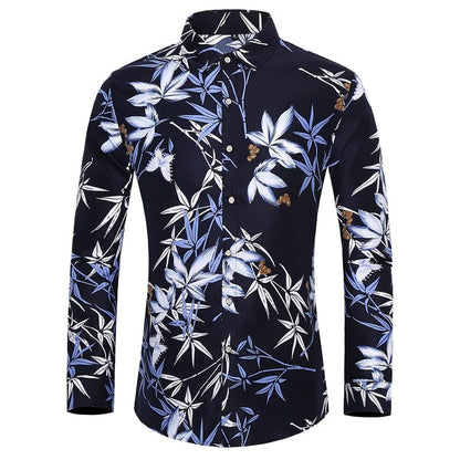 Many styles men long-sleeved plus size 7XL shirt fashion printed shirt Hawaii leisure vacation men's clothing