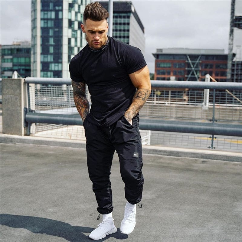 Gyms T-shirt Men Short sleeve Cotton T-shirt Casual Slim t shirt Male Fitness Bodybuilding Workout Tee Tops Summer clothing