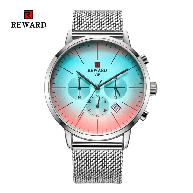 New Fashion Color Bright Glass Watch Men Top Luxury Brand Chronograph Men's Stainless Steel Business Clock Men Wrist Watch