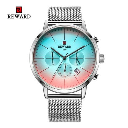 New Fashion Color Bright Glass Watch Men Top Luxury Brand Chronograph Men's Stainless Steel Business Clock Men Wrist Watch