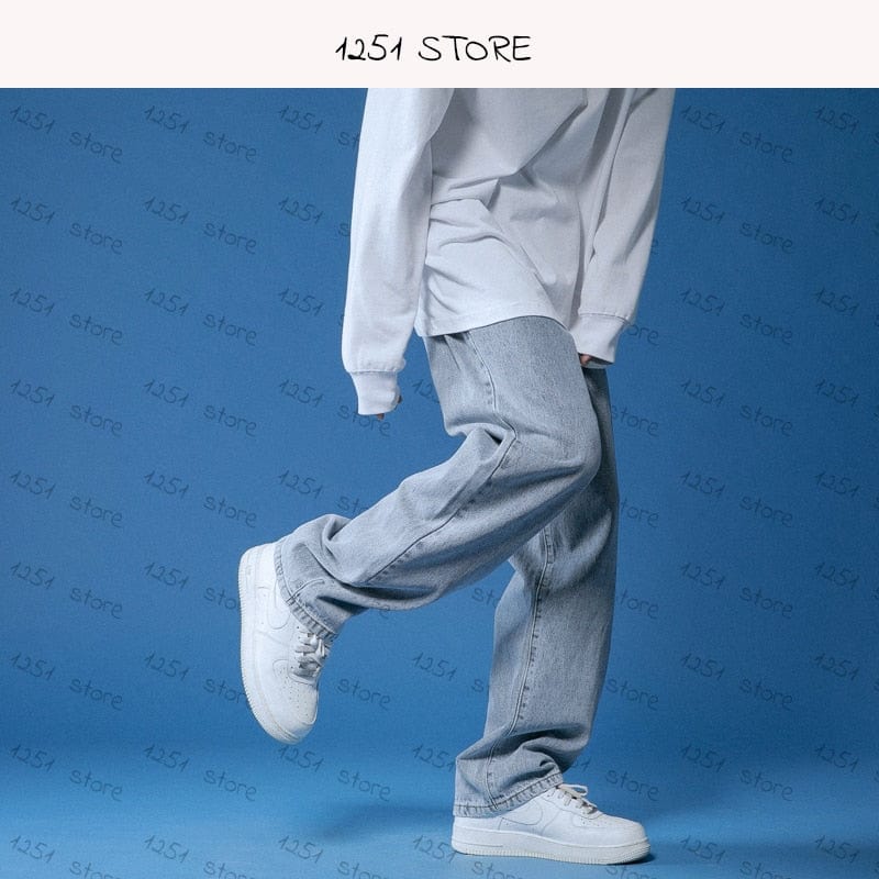 Straight Jeans Men White Loose Denim Trousers Neutral Jean Streetwear Casual Summer Pure Wide Jeans Man Women Pants Hip Hop Bagy