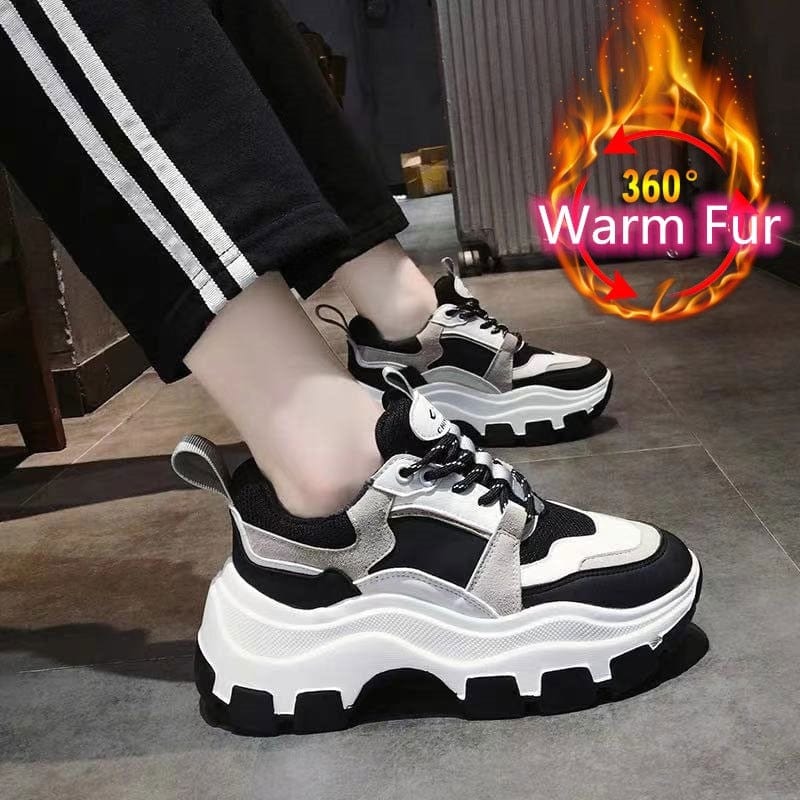 Chunky Sneakers Vulcanize Shoes Korean Fashion Female Black White Platform Thick Sole Casual Dad Shoes Woman Sneakers 8cm