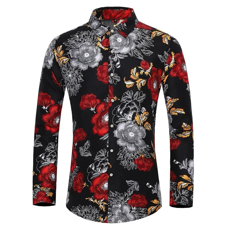 Many styles men long-sleeved plus size 7XL shirt fashion printed shirt Hawaii leisure vacation men's Clothing