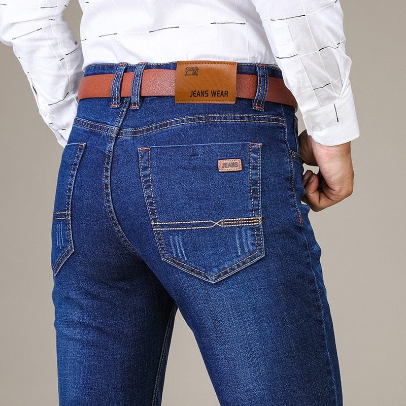 Blugi elastici de brand pentru bărbați 2021 Pantaloni de denim slim Fit 2021 Nou Business Casual Pantaloni negri albaștri Blugi Bărbați