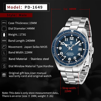 PAGANI DESIGN  Fashion New Men Watch Brand Luxury Waterproof Watch Sports Business Watch Men Stainless Steel Automatic Watch