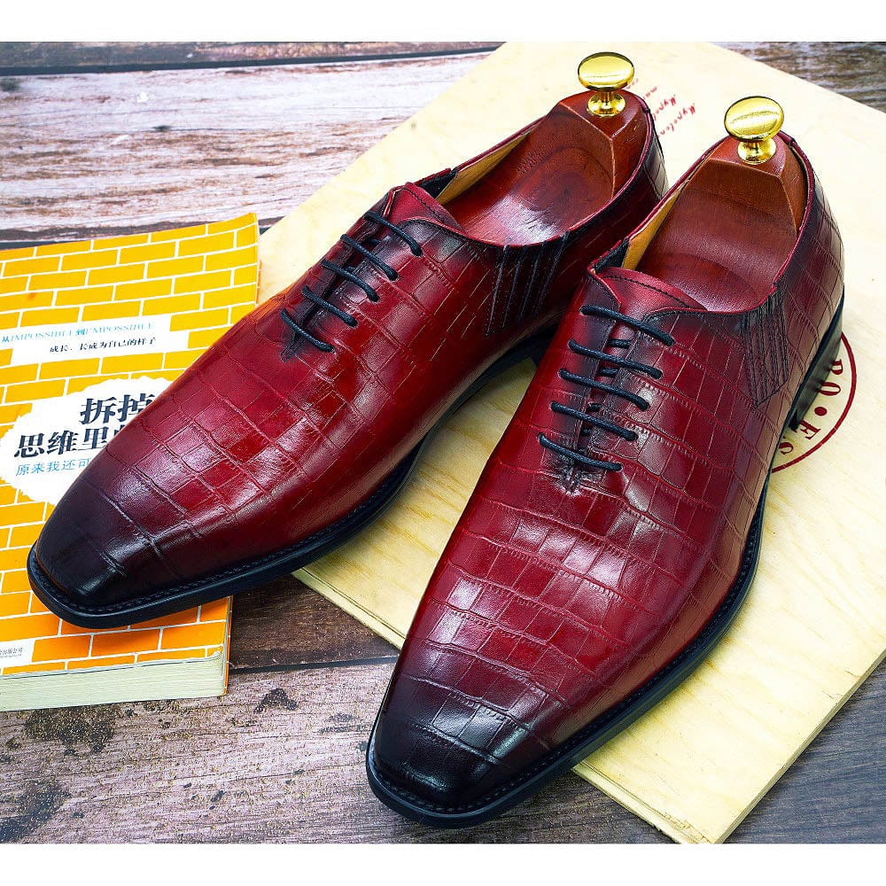 Big Size 6-13 Handmade Men's Shoes Leather Print Dress Shoes Classic Business Formal Shoes for Men