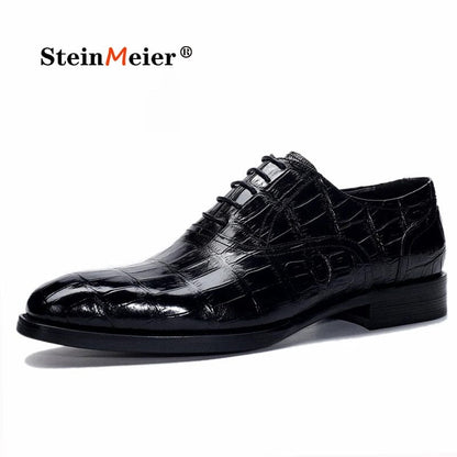 Men Genuine Cow Leather Brogue Wedding Business Mens Casual Flats Shoes  Black Vintage Oxford Shoes For Men's Shoes