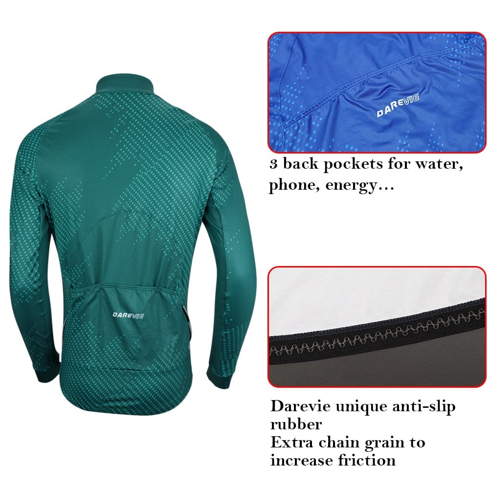 DAREVIE Cycling Jersey Winter Thermal Fleece Men's Cycling Jersey Winter Pro Team Full Sleeve High Quality Bike Jersey MTB Road