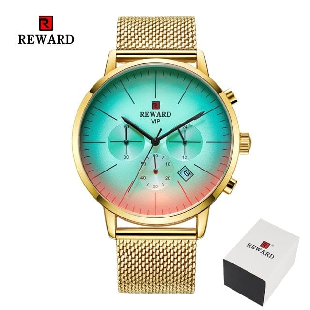 New Fashion Color Bright Glass Watch Men Top Luxury Brand Chronograph Men's Stainless Steel Business Clock Men Wrist Watch