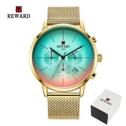 New Fashion Color Bright Glass Watch Men Top Luxury Brand Chronograph Men's Stainless Steel Business Clock Men Wrist Watch