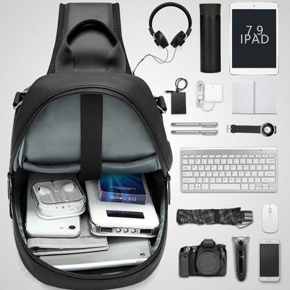 EURCOOL Messenger Bag for Men Black Crossbody Bags men for 7.9" iPad Waterproof Shoulder Bag USB Charging Chest Pack n1903