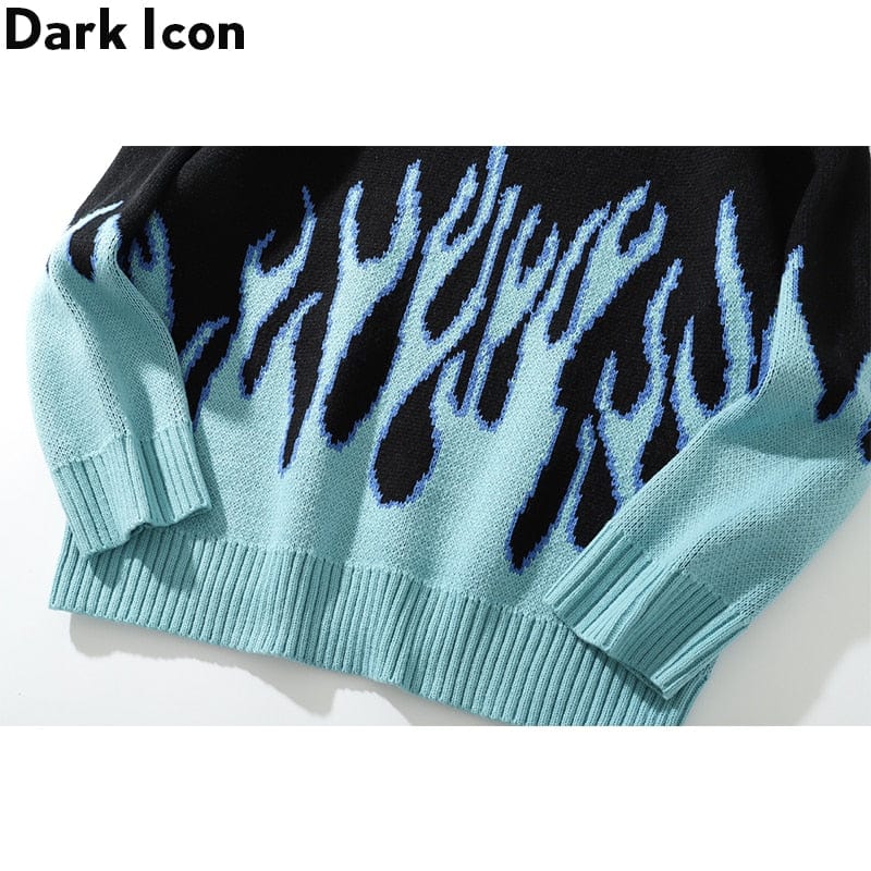 DARK ICON Blue Flame Pulover Me 2019 Iarna Streetwear Pulovere Barbati Pulover Tricoturi Pulover pentru Barbati