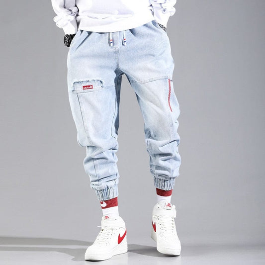 Hip Hop Streetwear Jeans Harem Pantaloni Bărbați Joggeri largi Denim Pantaloni de trening casual Coreea Pantaloni până la gleznă