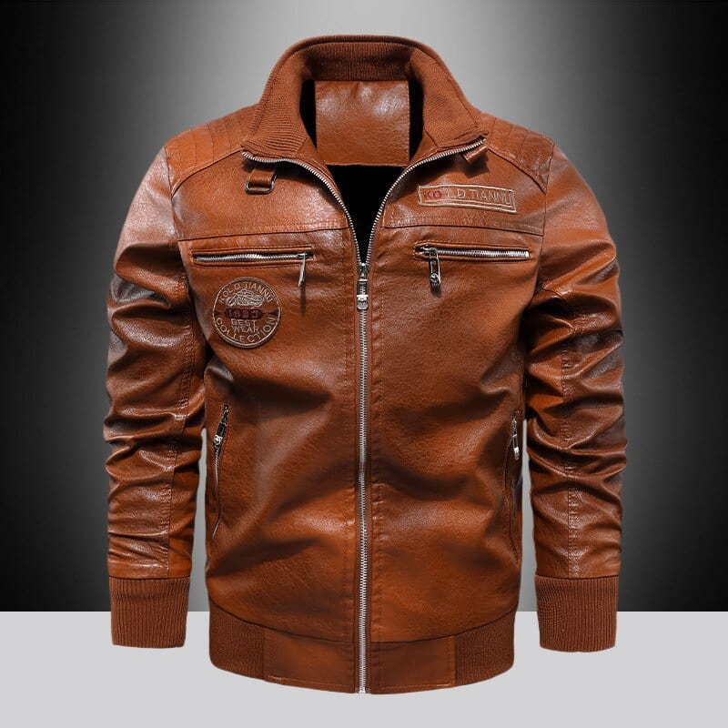 PU Leather Jacket Men Winter Fleece Warm Faux Leather Jackets Male Casual Stand Collar Motorcycle Windbreaker Military Mens Coat