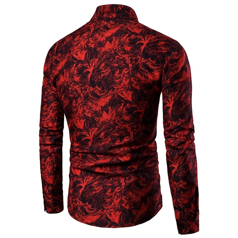 Summer Spring Men&#39;s Shirt Printed Casual Long Sleeved Shirt Slim Fit Male Social Dress Shirt For Men