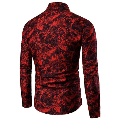 Summer Spring Men's Shirt Printed Casual Long Sleeved Shirt Slim Fit Male Social Dress Shirt For Men