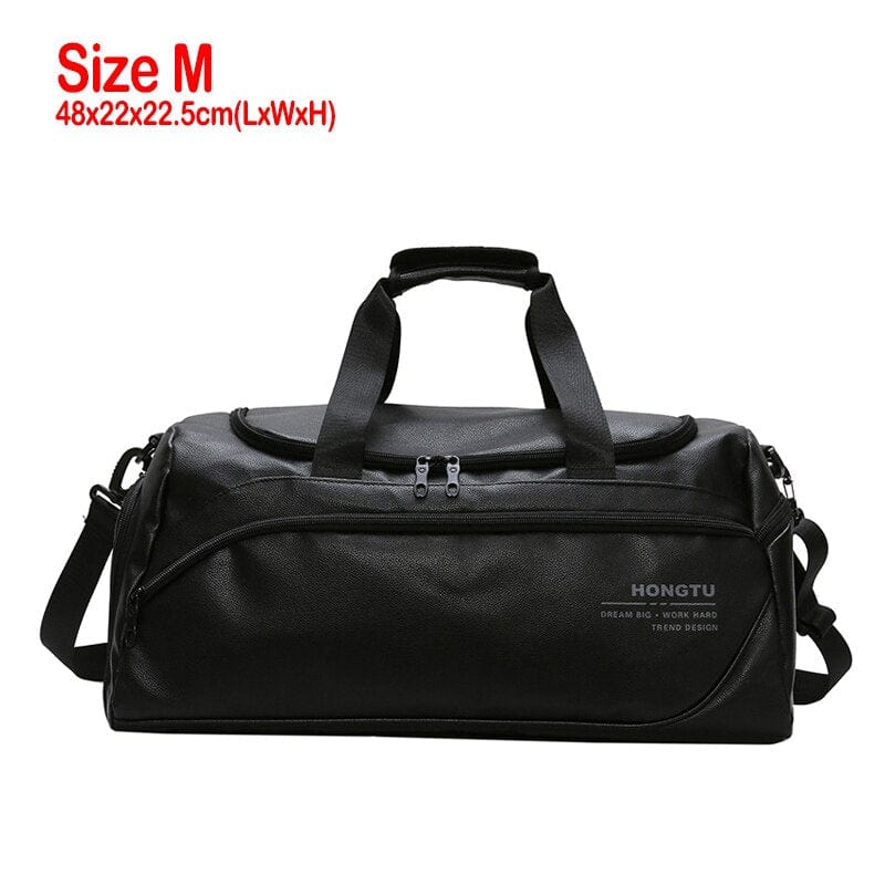 Men Leather Travel Bags Training Large Duffle Independent Shoes Pocket Casual Tote Bag Luggage Overnight Week Handbags XA111ZC