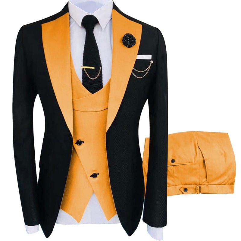 Costumul nou Homme Îmbrăcăminte populară Costum pentru bărbați Scenă de petrecere de lux Costum pentru bărbați Tuxedo Regular Fit 3 bucăți Set jachetă+pantaloni+vestă