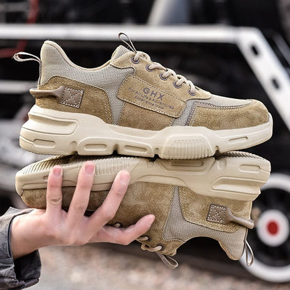 Work Safety Shoes Steel Toe Anti-puncture Indestructible Men Safety Boots Kevlar Insole Suede Leather Upper Work Sneakers