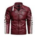 Mens Motorcycle Jacket  Autumn Winter Men New Faux PU Leather Jackets Casual Embroidery Biker Coat Zipper Fleece Male Jacket