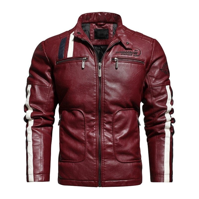 Mens Motorcycle Jacket  Autumn Winter Men New Faux PU Leather Jackets Casual Embroidery Biker Coat Zipper Fleece Male Jacket