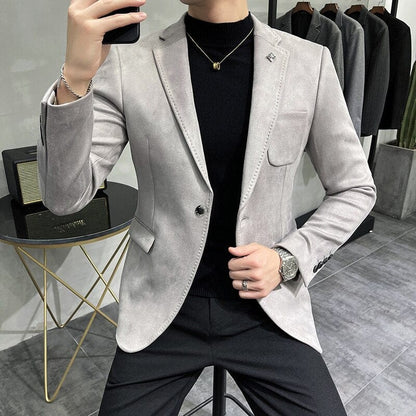 Fashion England Style Autumn Winter Thick Men's Velvet Suit Jacket / Male High Quality  New Plus Size Blazers Coat
