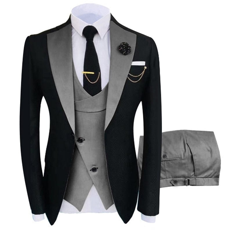 Costumul nou Homme Îmbrăcăminte populară Costum pentru bărbați Scenă de petrecere de lux Costum pentru bărbați Tuxedo Regular Fit 3 bucăți Set jachetă+pantaloni+vestă