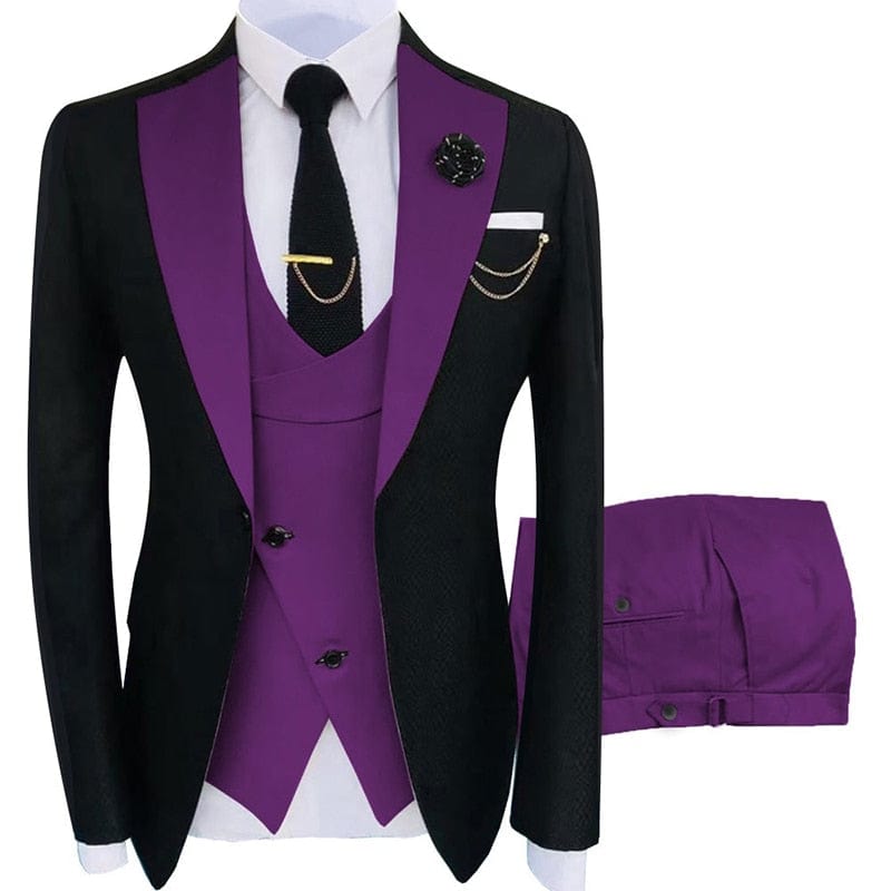 Costumul nou Homme Îmbrăcăminte populară Costum pentru bărbați Scenă de petrecere de lux Costum pentru bărbați Tuxedo Regular Fit 3 bucăți Set jachetă+pantaloni+vestă