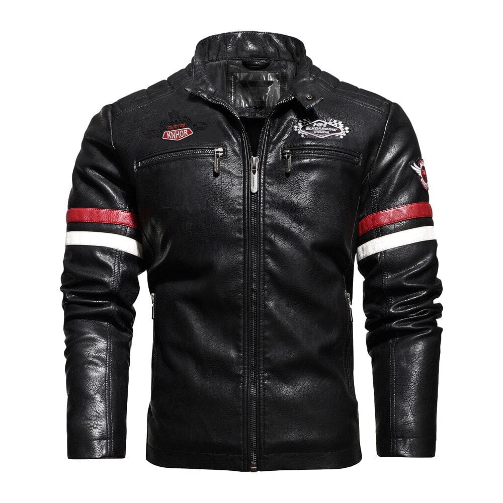 Mens Motorcycle Jacket  Autumn Winter Men New Faux PU Leather Jackets Casual Embroidery Biker Coat Zipper Fleece Male Jacket