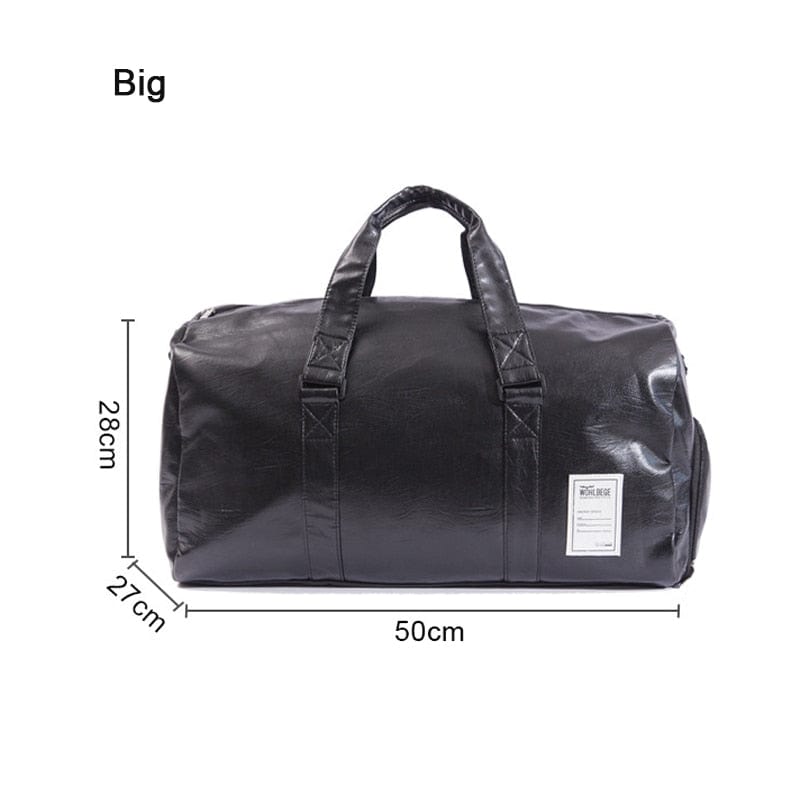 Big Capacity Leather Travel Bag Waterproof Fitness Duffle Bag with Shoes Pocket Sports Weekend Luggage Bag Women Men Handbag