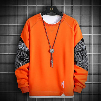 Single Road Crewneck Sweatshirt Men  Spring Harajuku Oversized Japanese Streetwear Black Hoodie Men Sweatshirts Hoodies Male