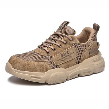 Work Safety Shoes Steel Toe Anti-puncture Indestructible Men Safety Boots Kevlar Insole Suede Leather Upper Work Sneakers