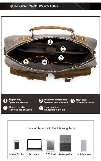 WESTAL Men Briefcases Men's Bag Genuine Leather Business Office Bags for Men Laptop Bag Leather Briefcases Male Lawyer Bags