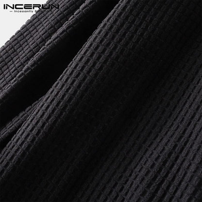 INCERUN Men Shirt Patchwork  Turn Down Collar Long Sleeve Chic Blouse Streetwear Button Casual Camisas Hombre Men Clothing 7