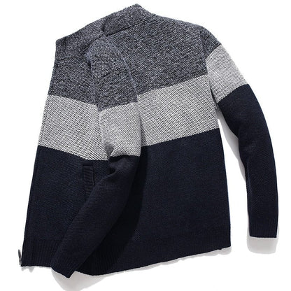 New Cardigan Men Sweater Striped Grey Men's Sweater Oversized Knitted Cardigan Warm Clothes For Man 3XL Korean Style Homme