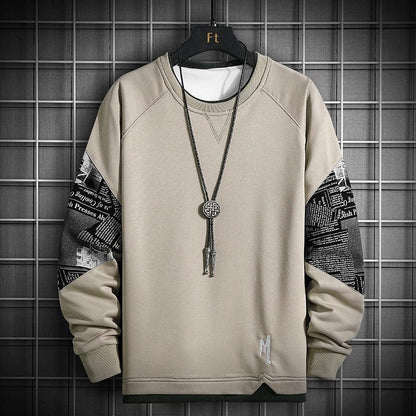 Single Road Crewneck Sweatshirt Men  Spring Harajuku Oversized Japanese Streetwear Black Hoodie Men Sweatshirts Hoodies Male